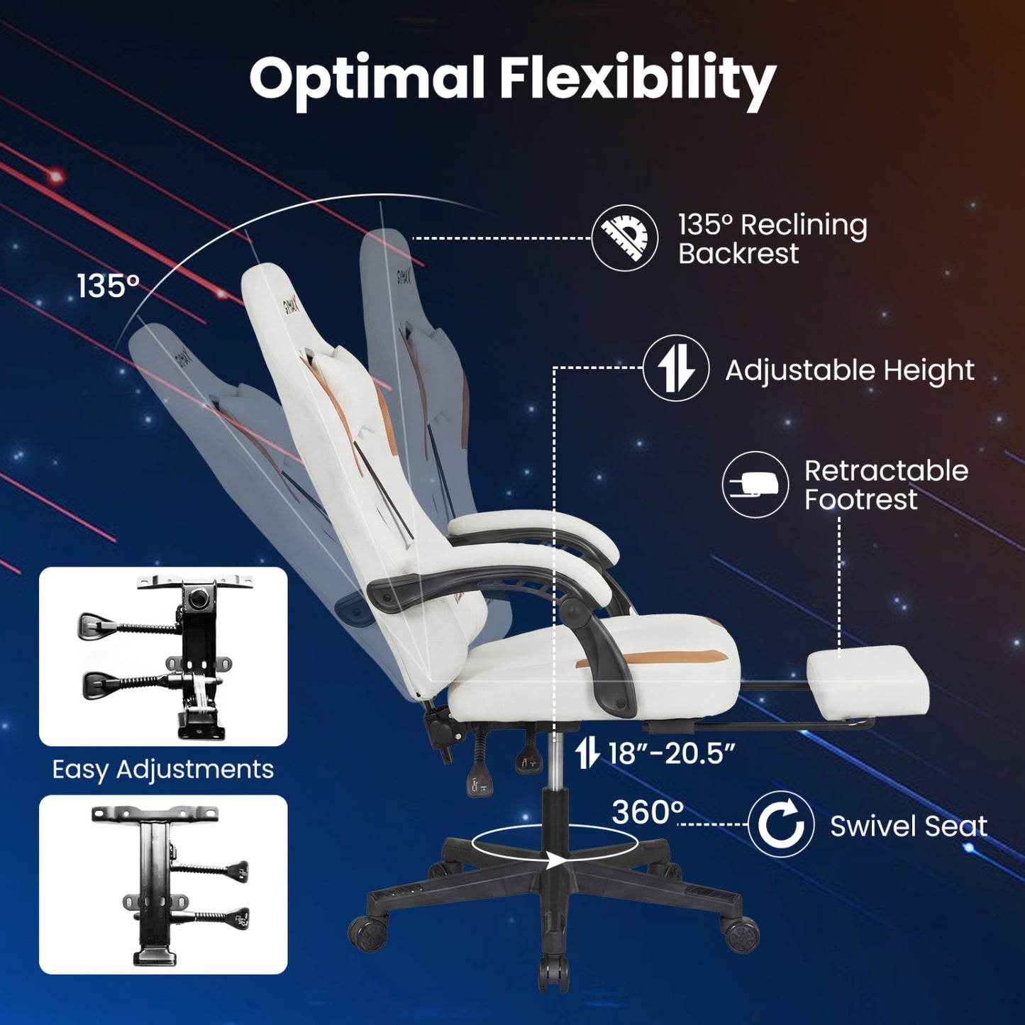 Ergonomic Video Game Chair With Headrest, Beige Gaming Chairs at Gallery Canada