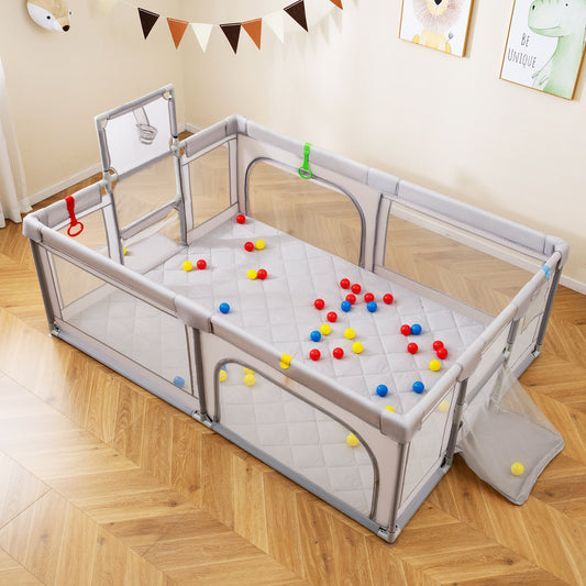 Extra Large Playpen With Basketball Hoop, Light Gray Baby Playpen & Playards Light Gray at Gallery Canada