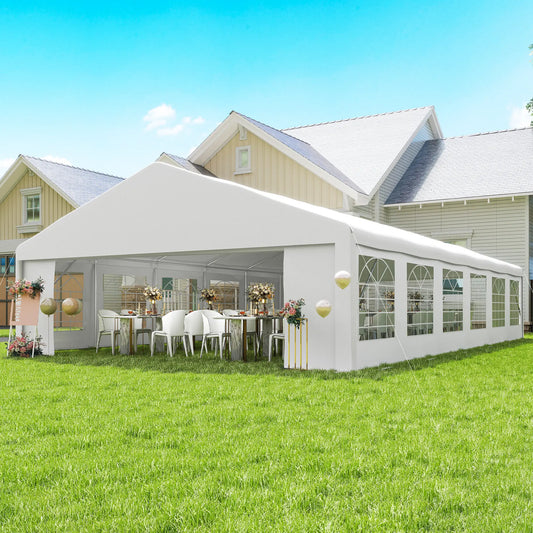 23' x 39' Party Tent, Heavy Duty Outdoor Canopy Shelter, White Canopy Tents White at Gallery Canada