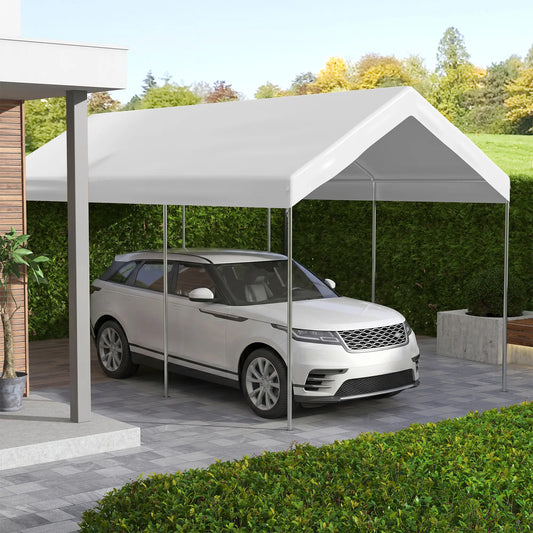 10 x 20ft Carport Canopy, UV Resistant, Ball Bungee Cords, White Gazebo Canopy Replacement White at Gallery Canada