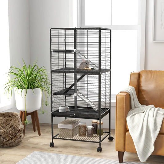 Small Animal Cage 53.5"H, Removable Tray, Storage Shelf, Dark Grey Houses & Habitats Dark Grey at Gallery Canada