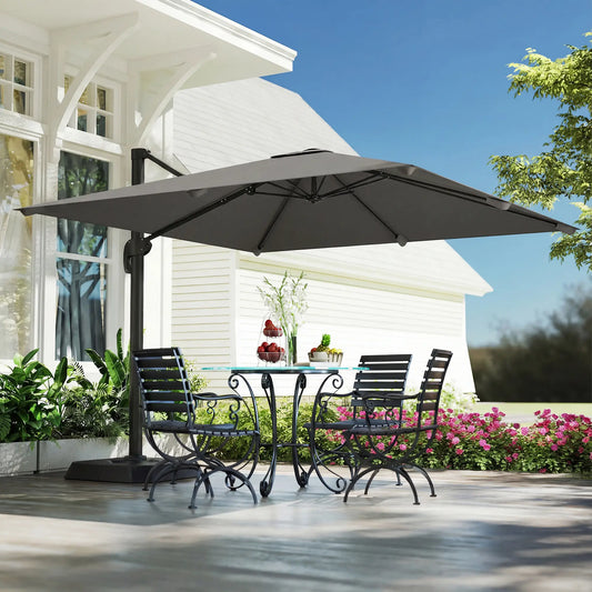 10 FT Outdoor Offset Cantilever Umbrella, Crank Handle, Tilt, 360° Rotation