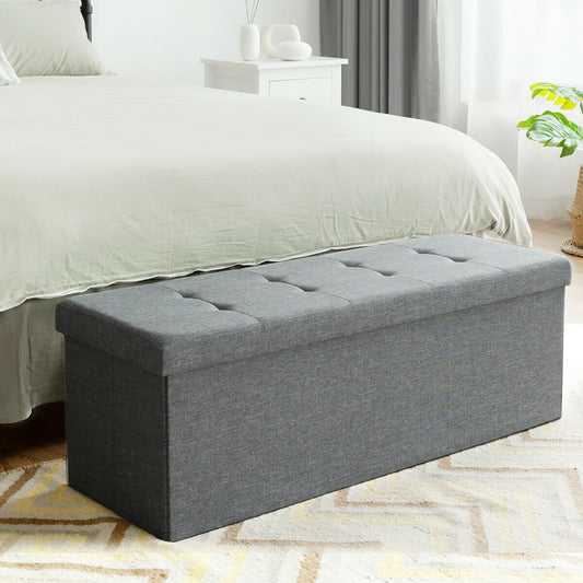 Fabric Folding Storage Bed End Bench, Light Gray Shoe Racks & Storage Benches Light Gray at Gallery Canada
