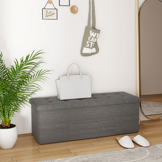 Fabric Folding Storage Bed End Bench, Dark Gray Shoe Racks & Storage Benches Dark Gray at Gallery Canada
