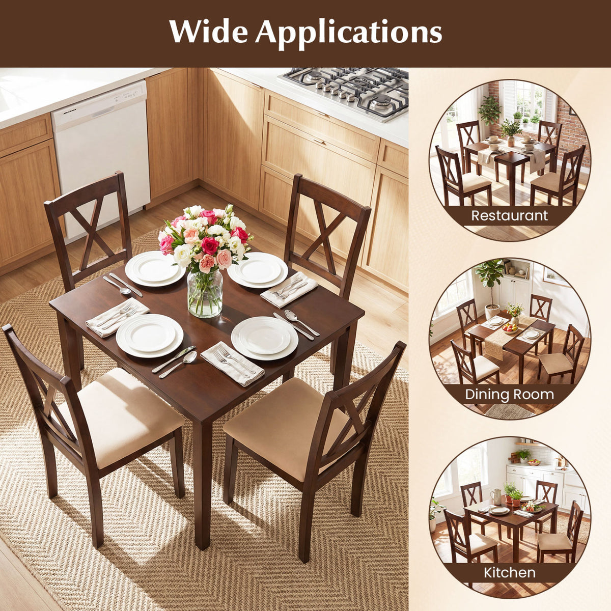 Farmhouse Dining Table, 35" Square, Walnut Dining Tables at Gallery Canada