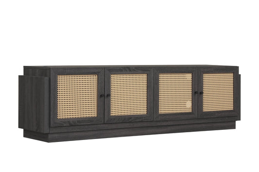 Farmhouse TV Stand for TVs Up to 75 Inches, Black Entertainment Centers & TV Stands Black at Gallery Canada
