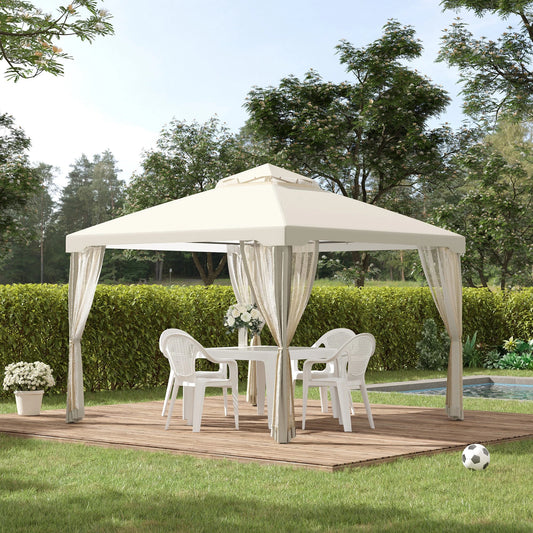 10' x 10' Patio Gazebo, Steel Frame, Mosquito Netting, Cream White Gazebos Cream at Gallery Canada