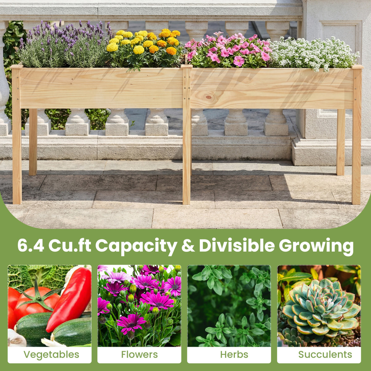 Fir Wood Outdoor Raised Garden Bed, Natural Raised Garden Beds at Gallery Canada