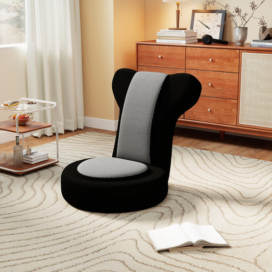 Floor Comfy Gaming Leisure Chair with Adjustable Headrest and Backrest, Black Floor Chairs Black at Gallery Canada