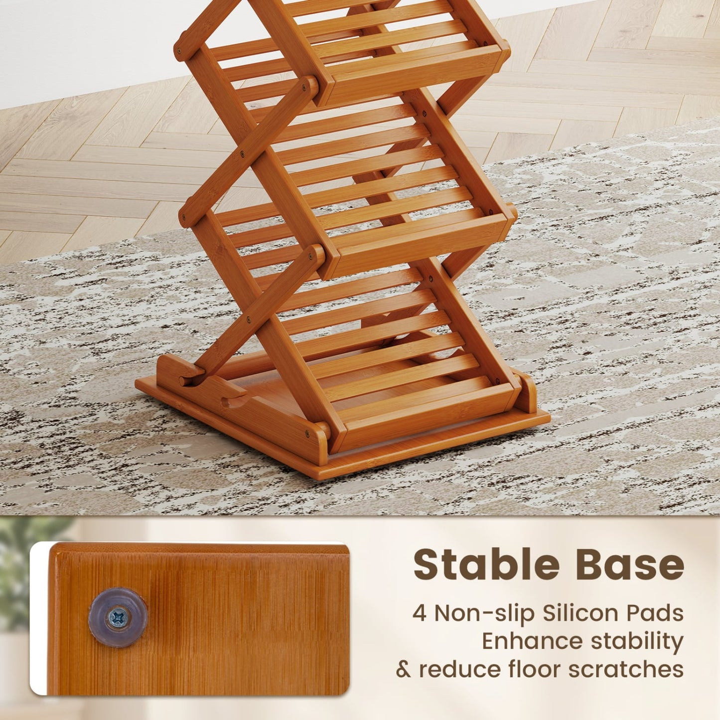 Foldable Bamboo Magazine Rack, 2 Adjustable Positions, Walnut Shoe Racks & Storage Benches at Gallery Canada