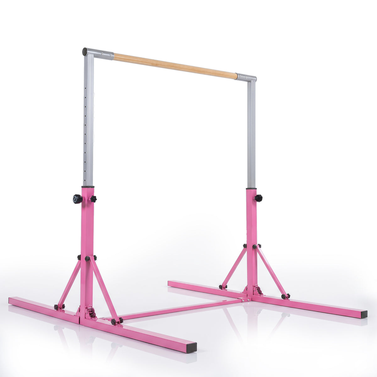 Foldable Gymnastics Bar for Kids with 3-Level Adjustable Heights, Pink Yoga Accessories at Gallery Canada
