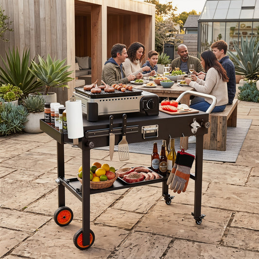 Folding Grill Cart for 17 and 22 Inch Griddles with Heat-Resistant Mat Outdoor Grills Black at Gallery Canada