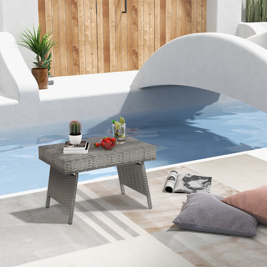 Folding PE Rattan Side Coffee Table, Gray Patio Coffee Tables Gray at Gallery Canada