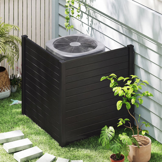 48-Inch Air Conditioner Fence, 2-Panel Privacy Screen, Black Decorative Fencing & Flooring Black at Gallery Canada