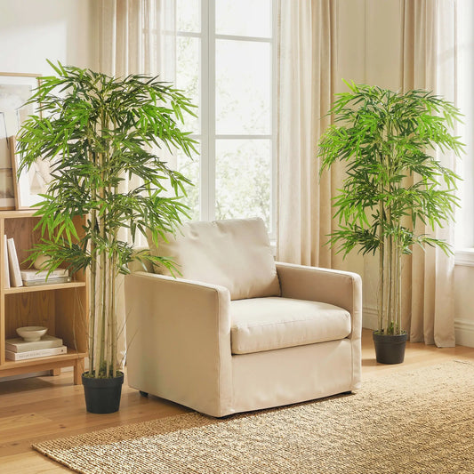 5FT Artificial Bamboo Tree Set, 1095 Leaves, Nursery Pot, Green Artificial Trees Green at Gallery Canada