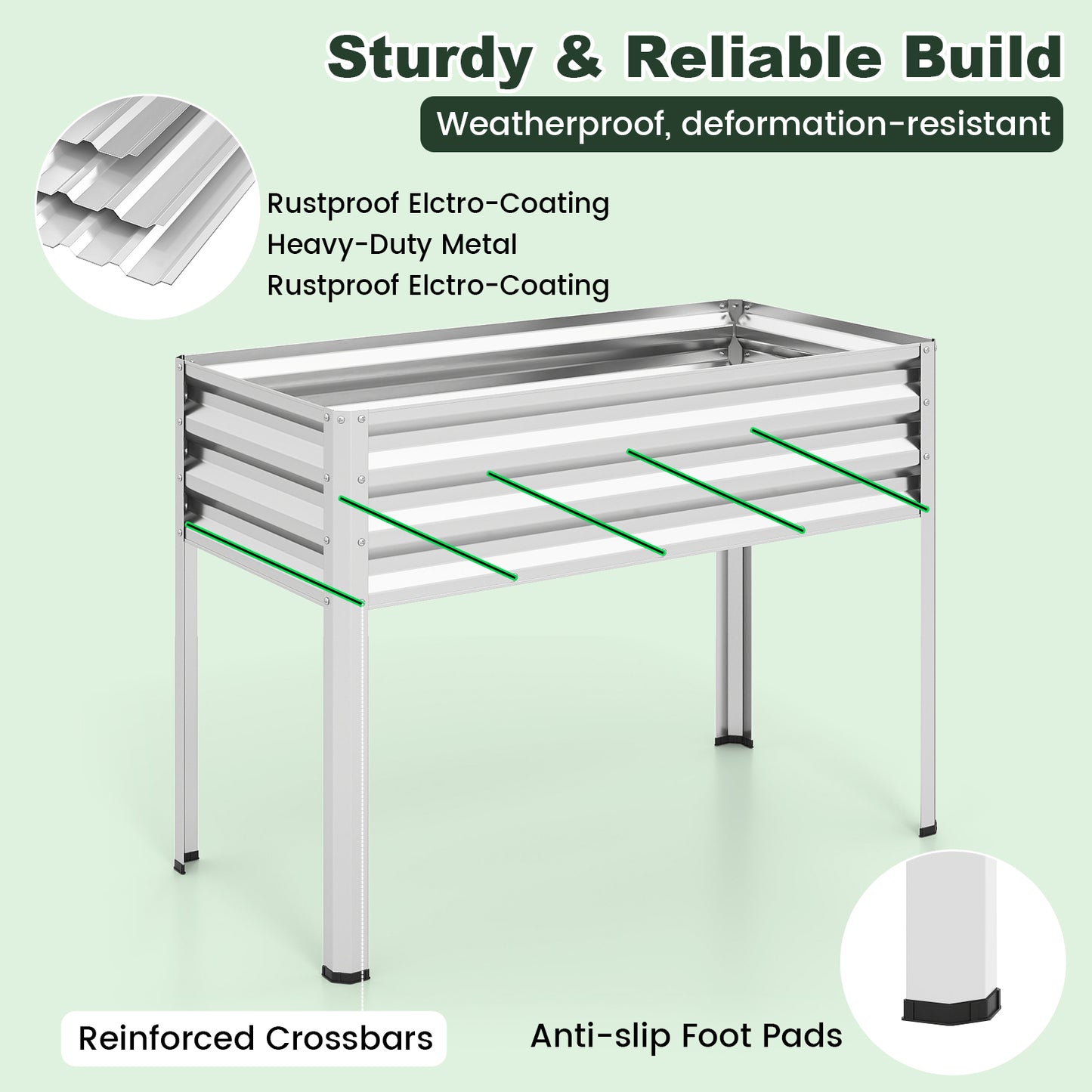 Galvanized Raised Garden Bed With Legs, Greenhouse Cover, Silver Raised Garden Beds at Gallery Canada