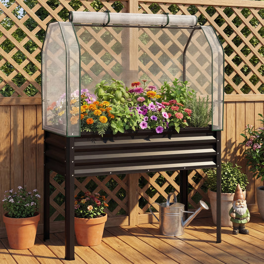 Galvanized Raised Garden Bed With Legs, Greenhouse Cover, Black Raised Garden Beds Black at Gallery Canada