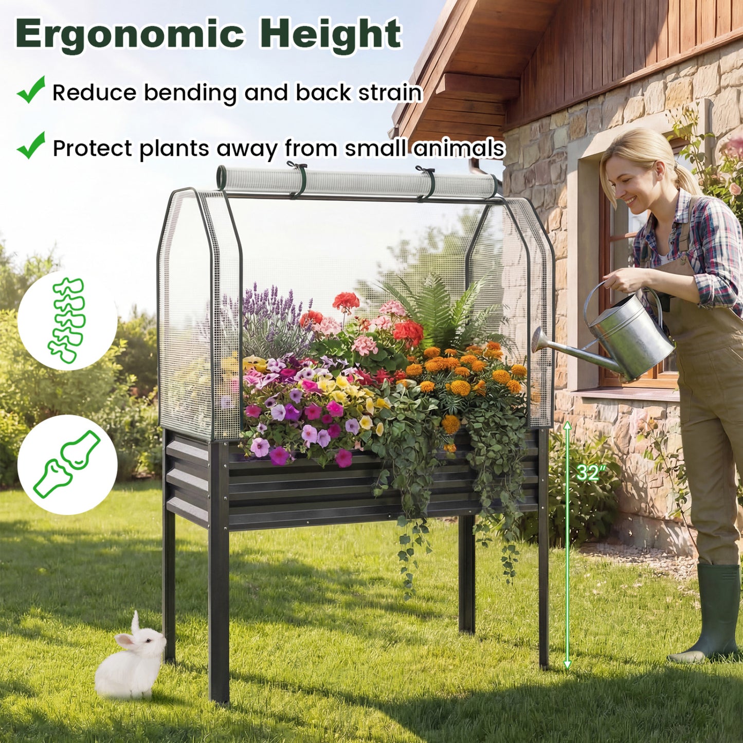 Galvanized Raised Garden Bed With Legs, Greenhouse Cover, Gray Raised Garden Beds at Gallery Canada