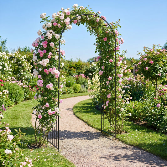 Garden Arch 87" Tall Heavy Duty Metal Arbor Trellis Outdoor Decor Black at Gallery Canada