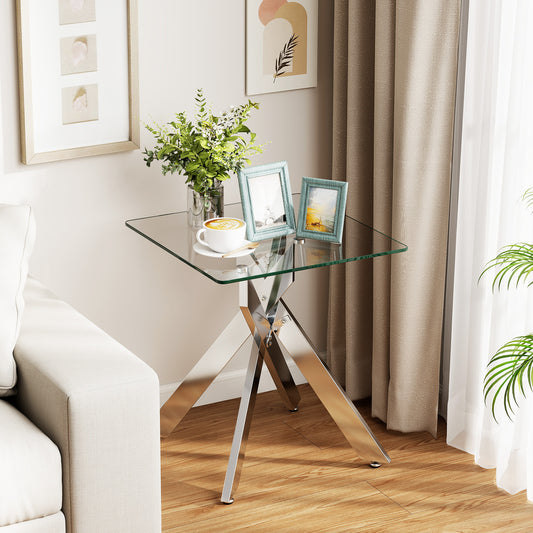 Glass Side Table Square End Table End & Side Tables Silver at Gallery Canada