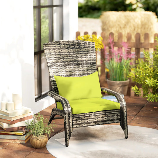Wicker Adirondack Chair With Cushions, PE Rattan Fire Pit Chair, Green Patio Chairs Green at Gallery Canada