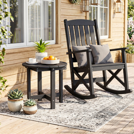 HIPS Adirondack Side Table with Weather-Resistant and Waterproof Top, Black Patio Coffee Tables Black at Gallery Canada