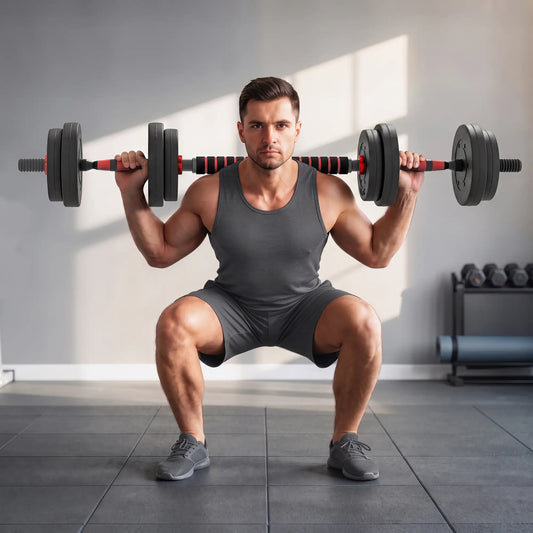 33lbs Adjustable Dumbbell Set, Hand Weights for Fitness, Black and Red Dumbbells & Barbells Red and Black at Gallery Canada