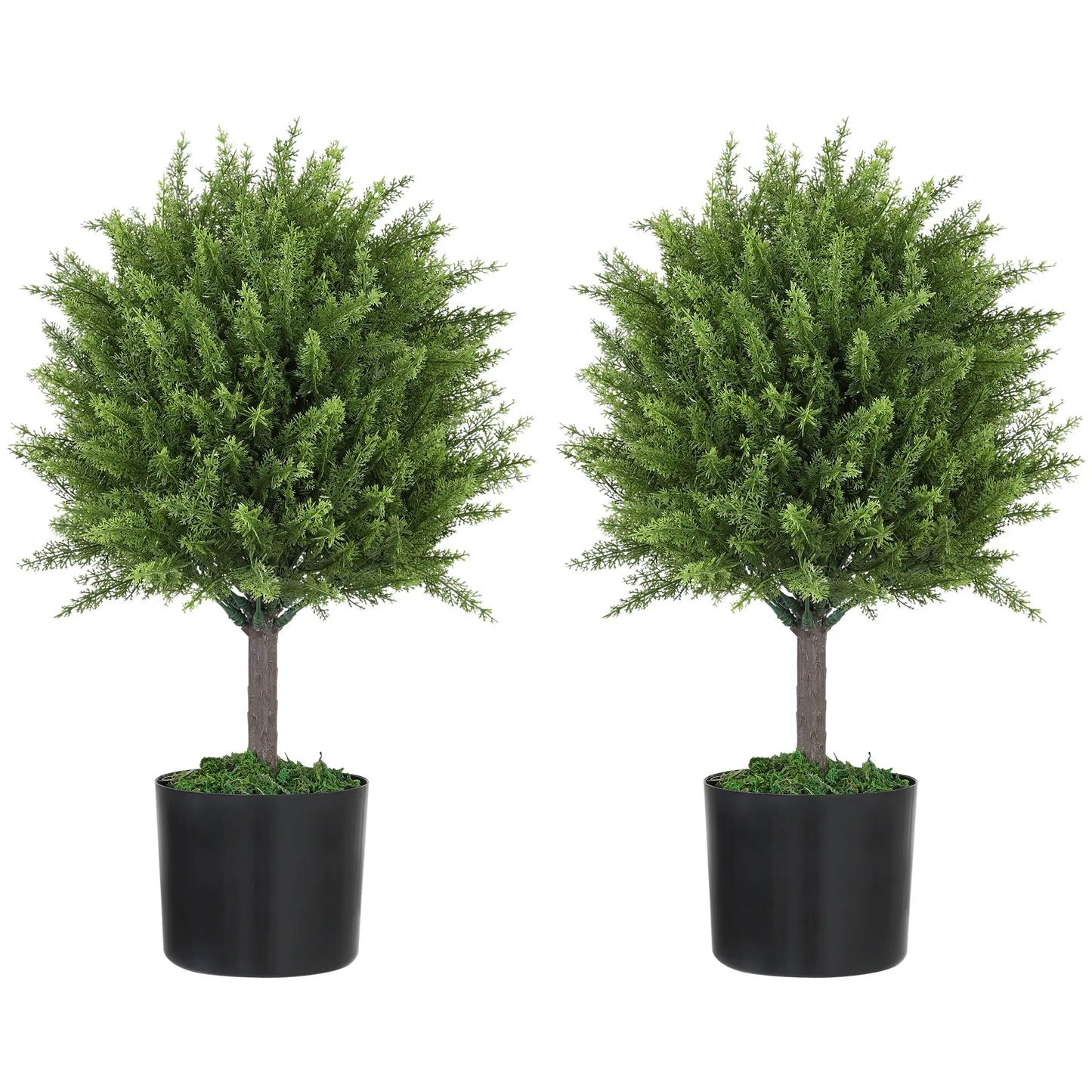 Set of 2 Artificial Cedar Topiary Trees in Pots, Green Artificial Trees at Gallery Canada