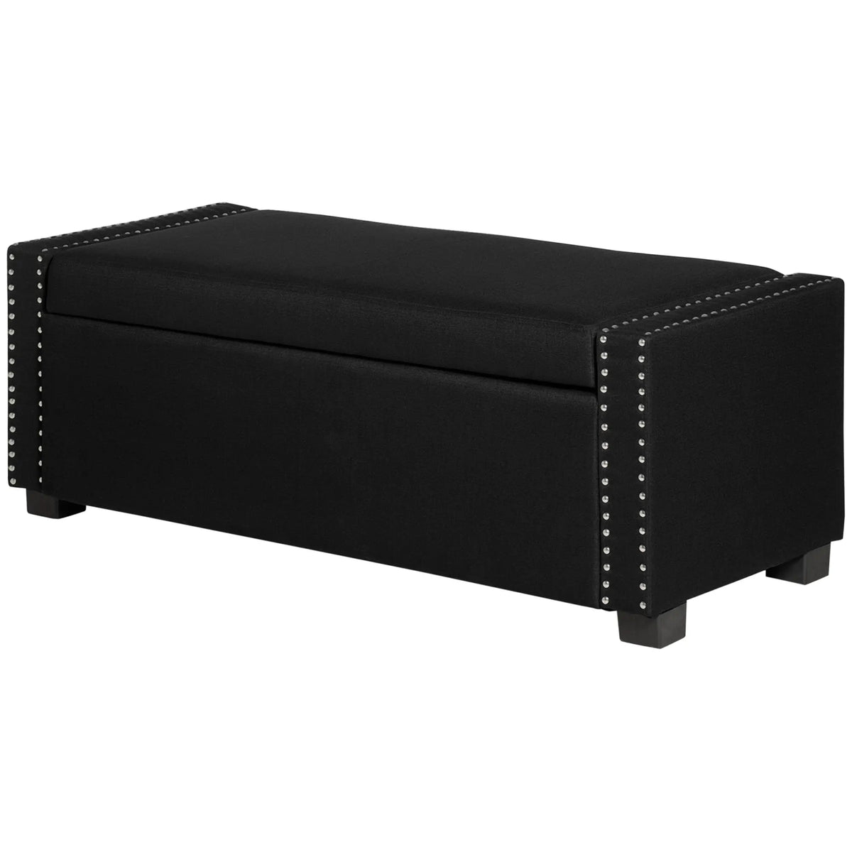 Flip Top Storage Bench, Upholstered Ottoman, 48L, Dark Grey Storage Ottomans & Benches at Gallery Canada
