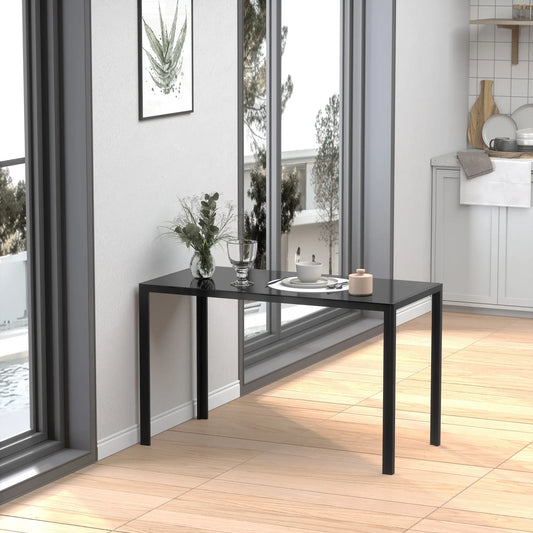 Rectangular Kitchen Table for 4, Tempered Glass Tabletop, Black Bar Tables & Dining Tables Black at Gallery Canada