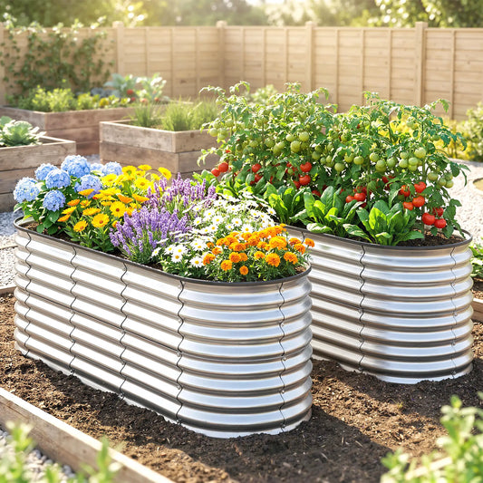 Galvanized Raised Garden Bed, 6 x 2 x 2 ft, Silver Galvanized Planter Boxes Silver at Gallery Canada