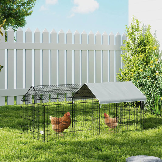 73" Small Animal Cage With Roof, Indoor Outdoor Use, Silver Chicken Coops Silver, Black at Gallery Canada