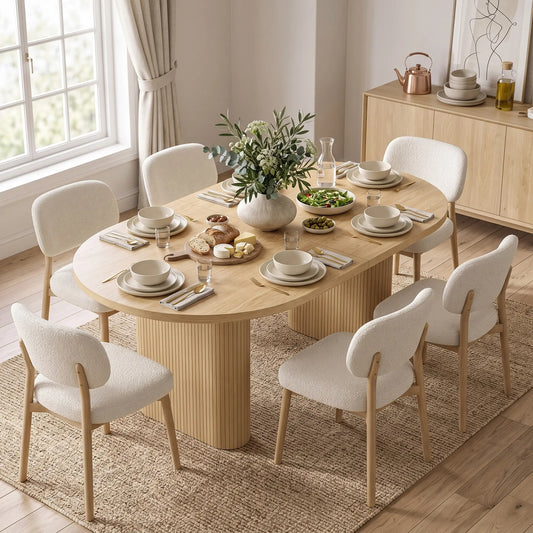 Farmhouse Dining Table Curved Top Kitchen Table Oak Wood Grain, Oak Dining Tables Options at Gallery Canada