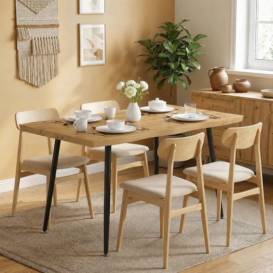 Modern Nordic Dining Table Seats 4, Oak Grain Black 43.3" x 27.6" x 29.5", Black Dining Tables Multi Colour at Gallery Canada