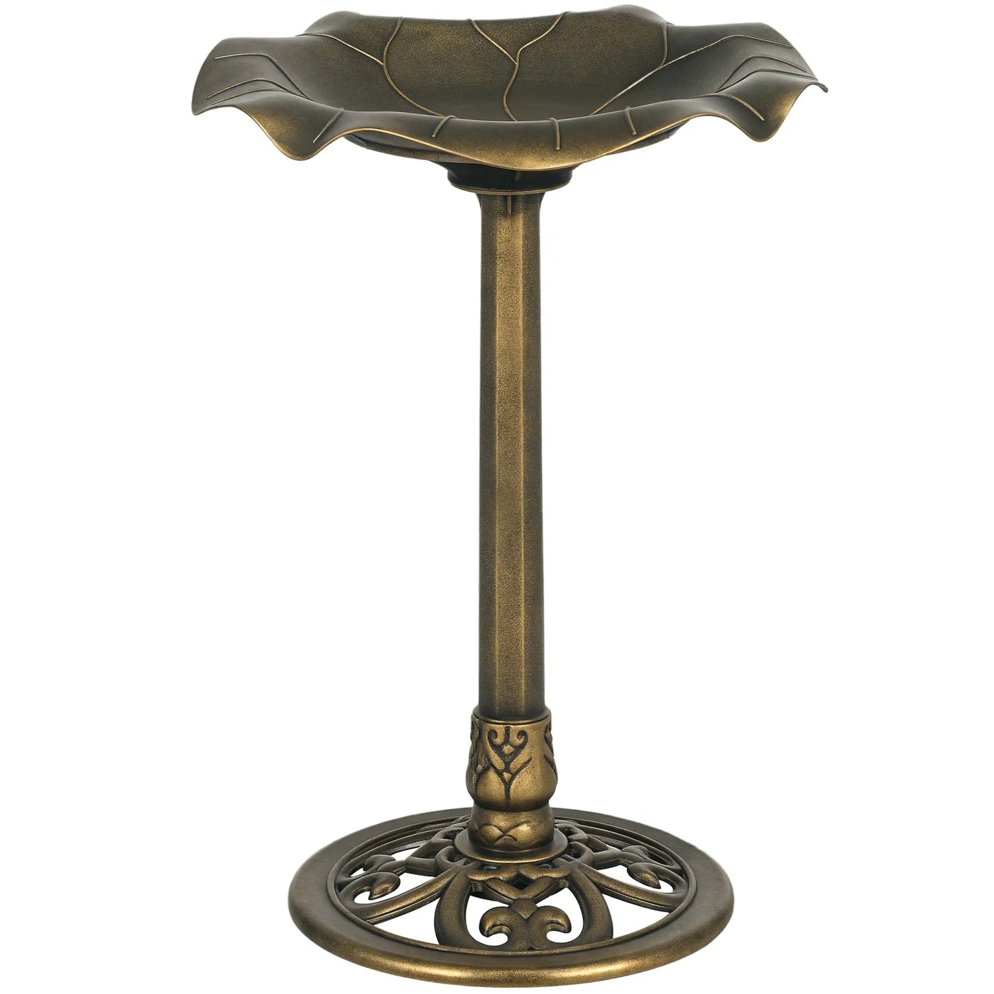 28" Height Bird Bath, Lotus Leaf Basin, Garden Yard, Bronze Garden Accessories at Gallery Canada