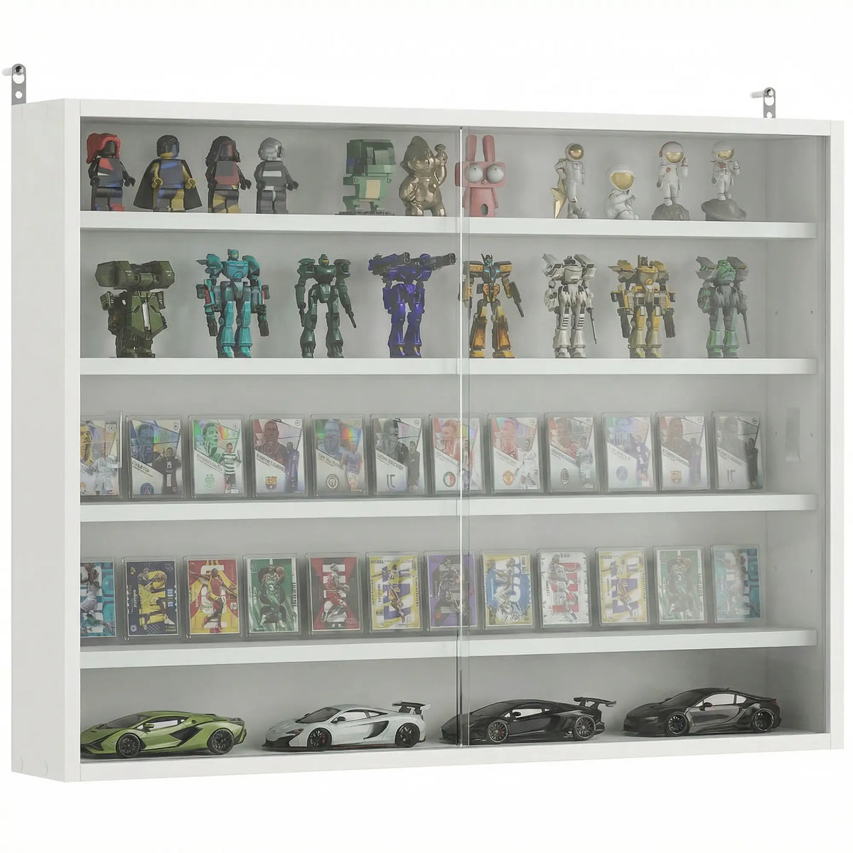 5-storey Display Cabinet, Shot Glass Display Case, Glass Curio Cabinet with 2 Glass Doors and 4 Adjustable Shelves, White Display Bookshelves at Gallery Canada