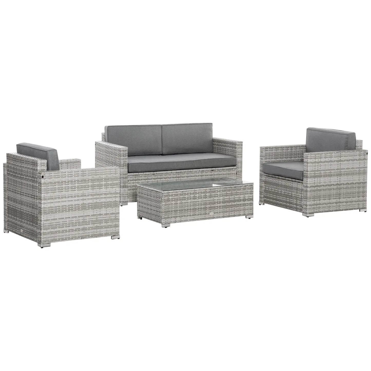 4-Piece Outdoor PE Rattan Sofa Set, Extra Wide Seat, Mixed Grey Patio Furniture Sets at Gallery Canada