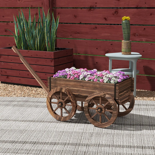 Wooden Wagon Planter Box, Raised Garden Bed, Carbonized Elevated Garden Beds Carbonised at Gallery Canada