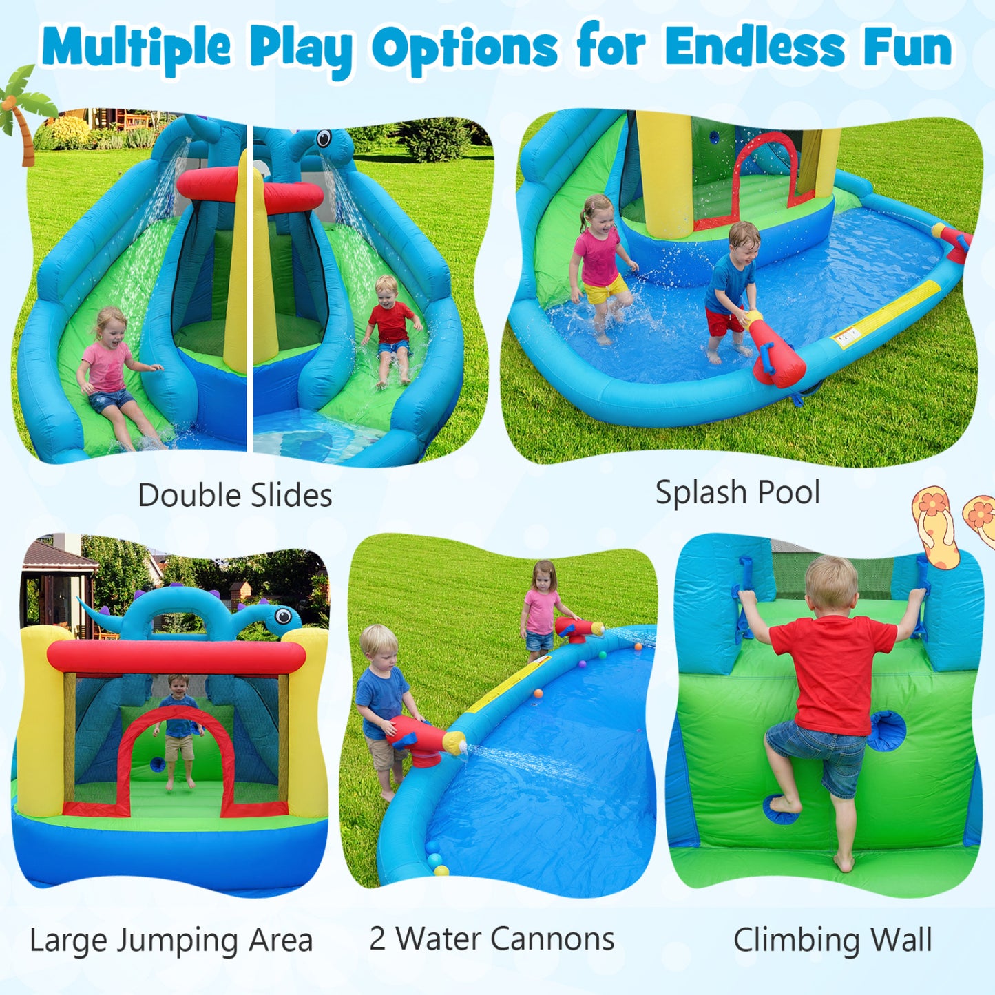 Dinosaur Inflatable Water Slide Bounce House, Multicolor Inflatable Water Slides at Gallery Canada