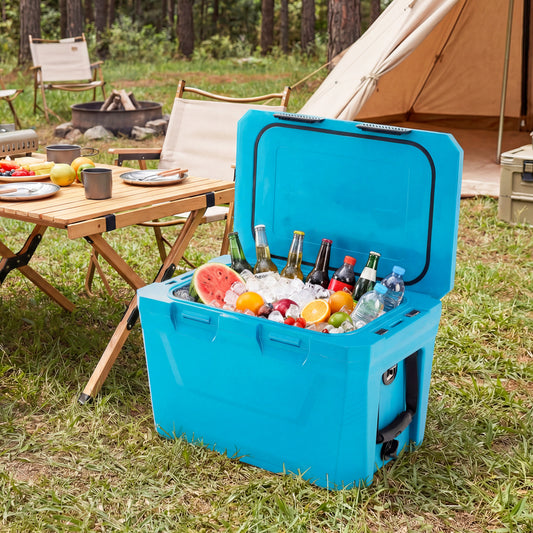Insulated Hard Shell Cooler, Ice Chest with 2 Cup Holders, Blue Coolers Blue at Gallery Canada