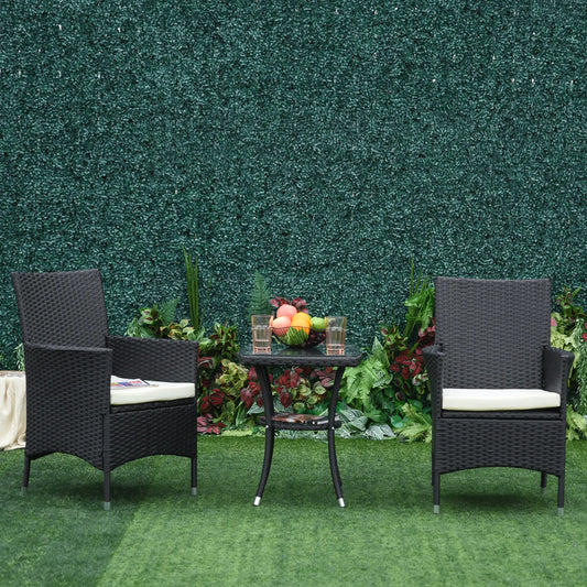 3-Piece Patio Bistro Set, Outdoor PE Rattan Furniture, Black Bistro Sets Black at Gallery Canada