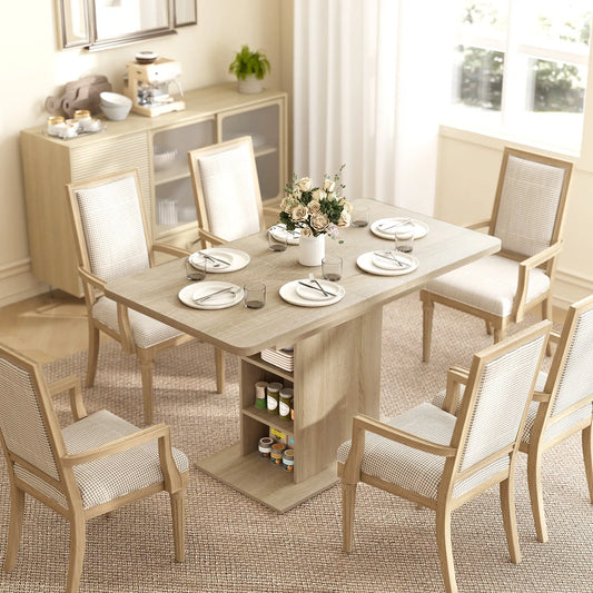 Extendable Dining Table, 43.3"-51.2", Natural Wood, 6 Shelves Dining Tables Natural at Gallery Canada