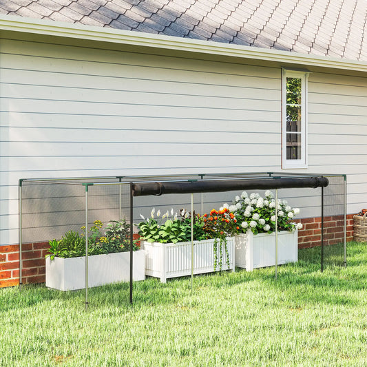 Galvanized Steel Crop Cage, Plant Protection Tent, 12' x 4', Black Crop Cage Silver and Black at Gallery Canada