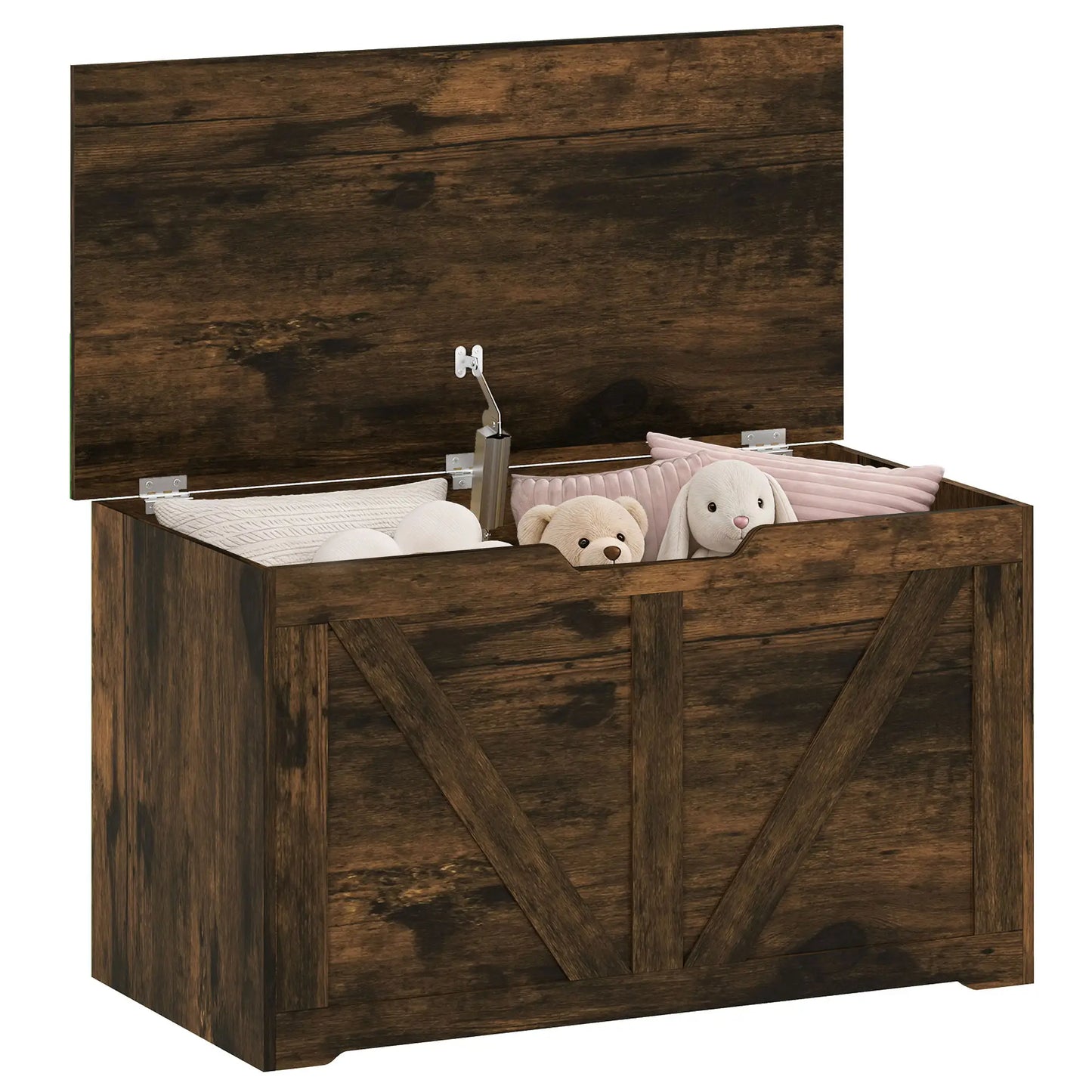 31.5 Inches Storage Chest with Safety Hinge, Rustic Brown Storage Cabinets at Gallery Canada