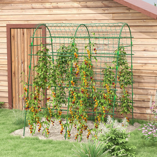 Arched Garden Trellis, Metal Cucumber Plant Support, 57" x 66" x 81" Plant Stands Green at Gallery Canada
