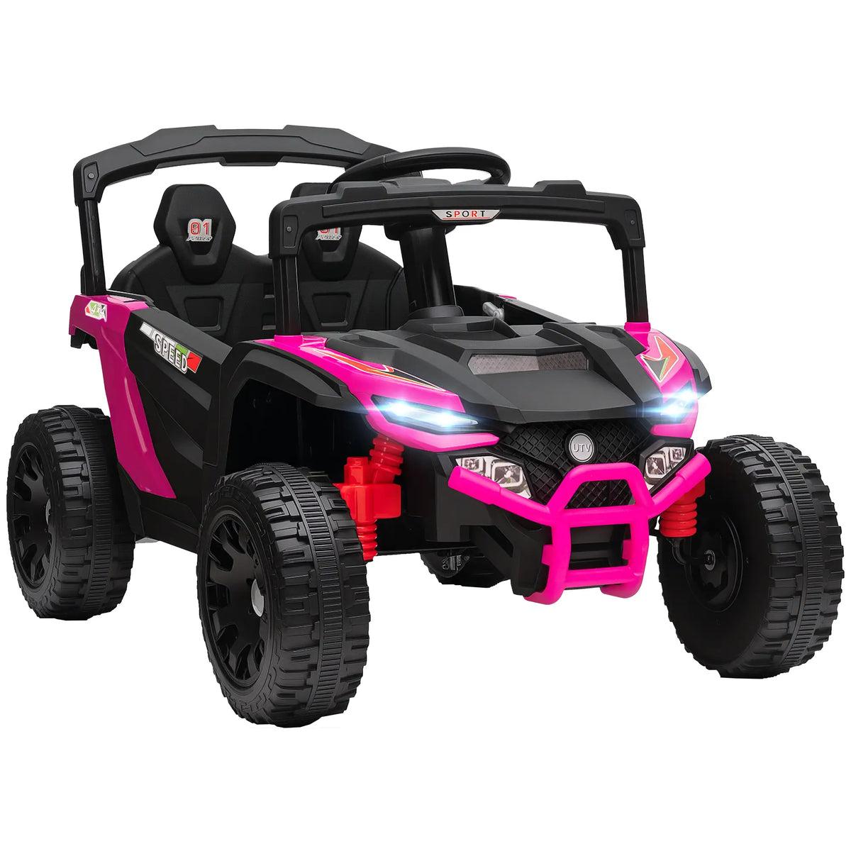 12V Kids Ride On Truck, Dual Motors, Rear Suspension, Remote Control, Pink Electric Toy Cars at Gallery Canada