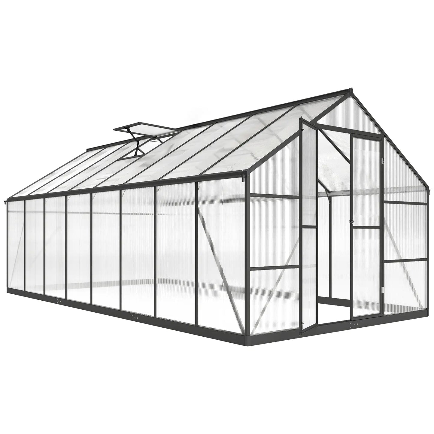 Polycarbonate Greenhouse, Walk-In With Windows, 8' x 16' x 7', Dark Grey Walk In Greenhouses at Gallery Canada