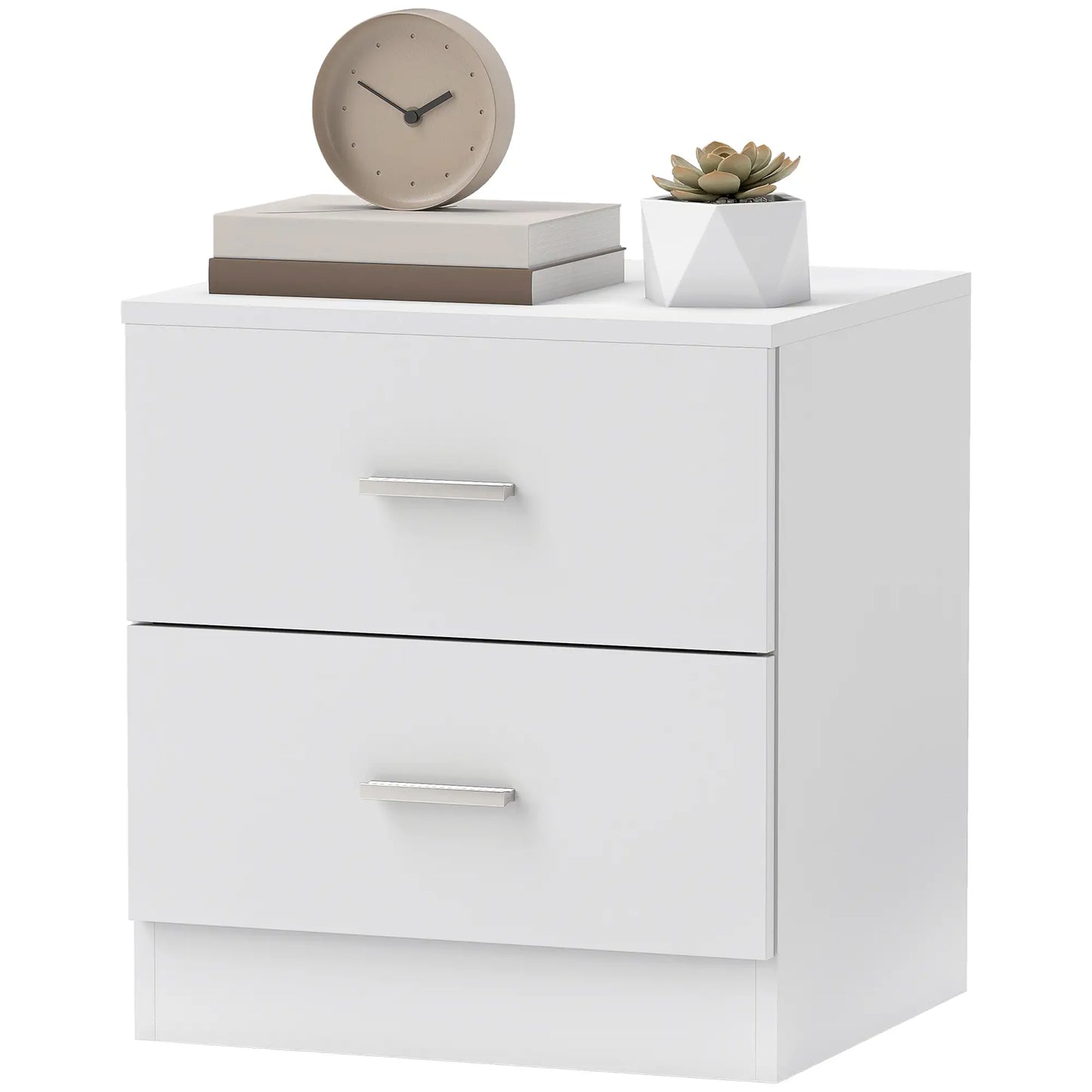 Modern Bedside Table with 2 Drawers, Nightstand, White Bedside Tables at Gallery Canada