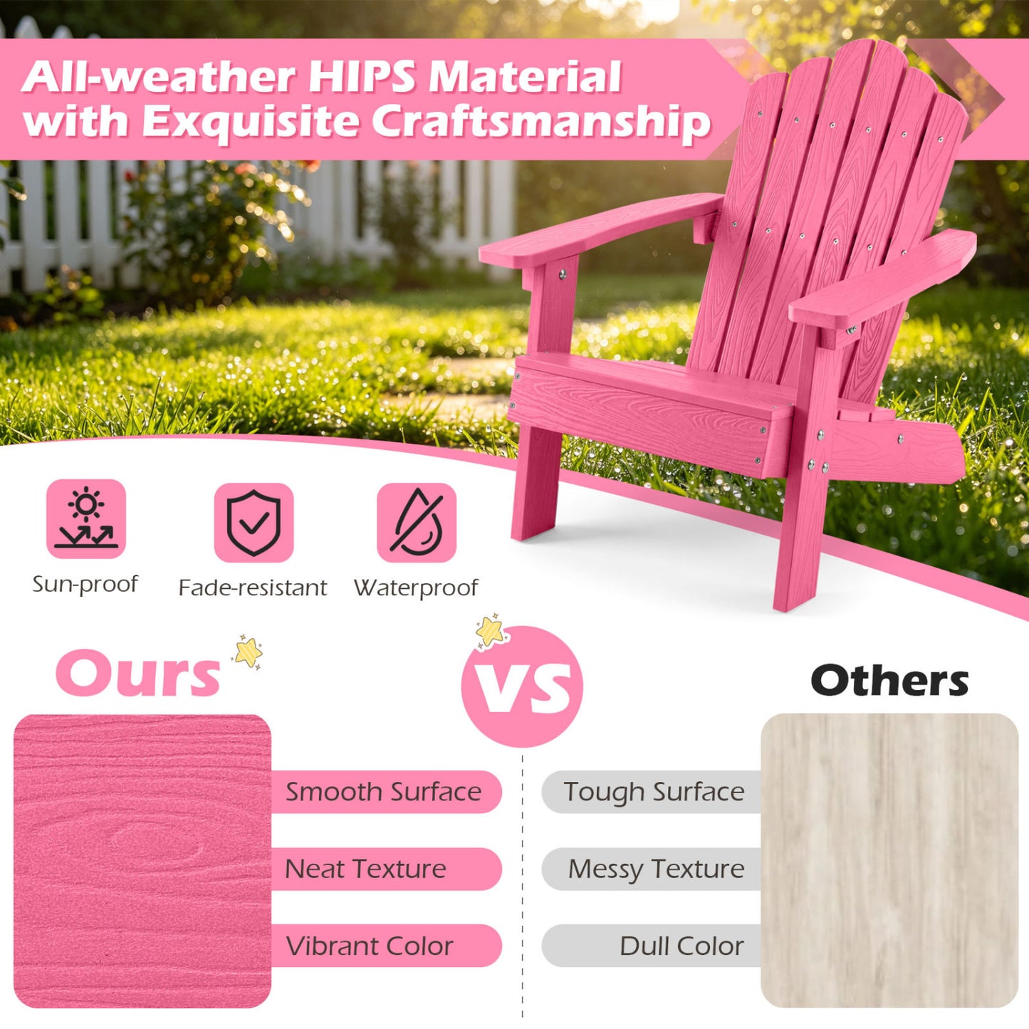 Kids Adirondack Chair, All-Weather Outdoor, Pink Kids Chairs & Seating at Gallery Canada