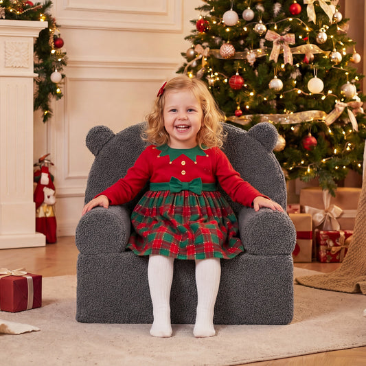 Kids Bear Sofa, Toddler Foam Couch, Soft Fleece Cover, Gray Kids Chairs & Seating Gray at Gallery Canada